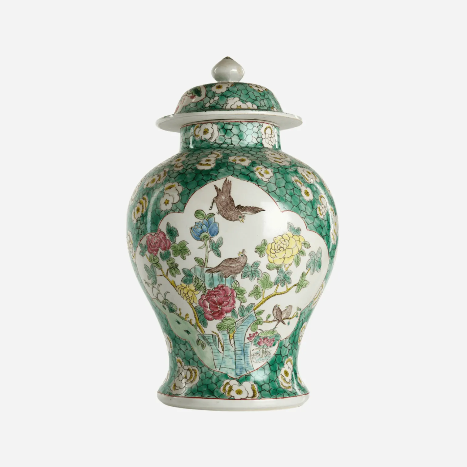 antique_polychrome_ginger_0.webp Antique Polychrome Ginger Jar with Birds and Peonies