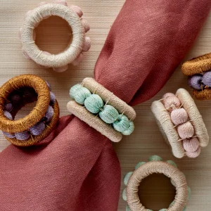 Berry Napkin Ring Flax - Set of 4