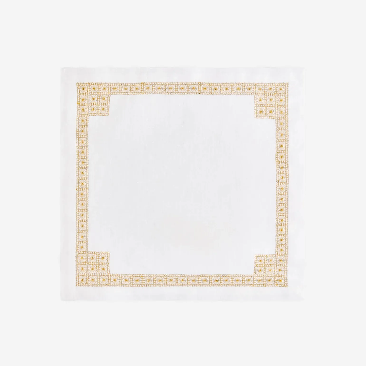 daisy_chain_hemstitch_gol_1.webp Daisy Chain Hemstitch Gold Cocktail Napkin
