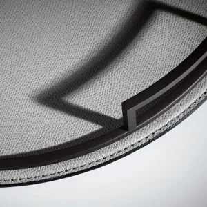 Defile Large Round Leather Tray Grey