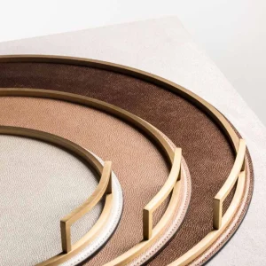 Defile Medium Round Leather Tray Dove