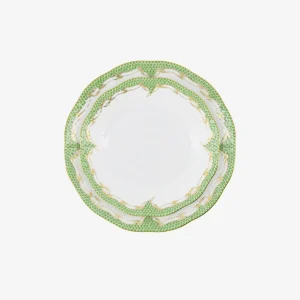 Fish Scale Green & Gold Dessert Plate