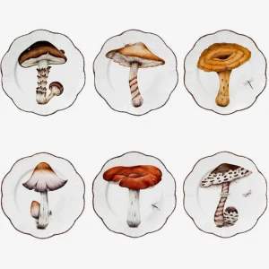 Les Champignons Dessert Plates - Set of 6