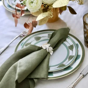 Olive Linen Sateen Napkins - Set of 4