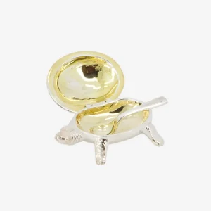 Silver and Gold Vermeil Turtle Salt Cellar with Spoon